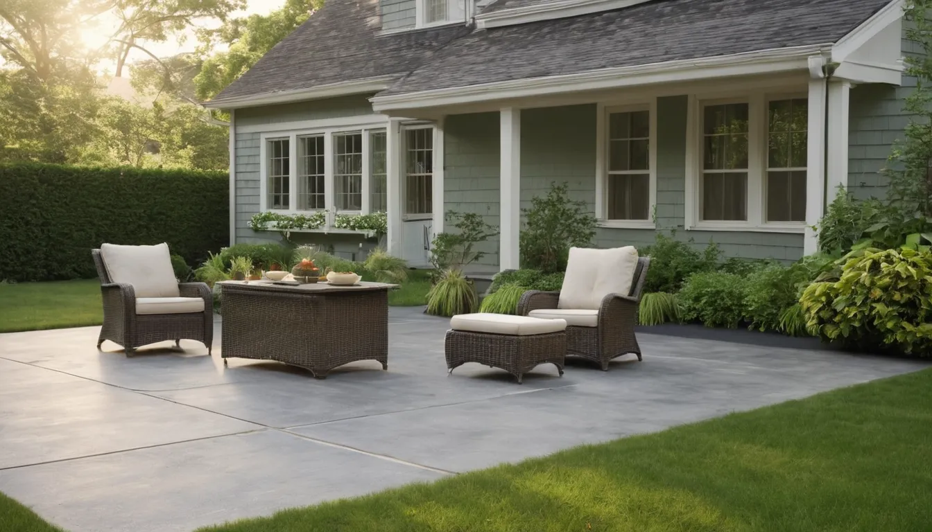 Homeowners relaxing on a newly poured concrete patio behind a house in the New Castle area
